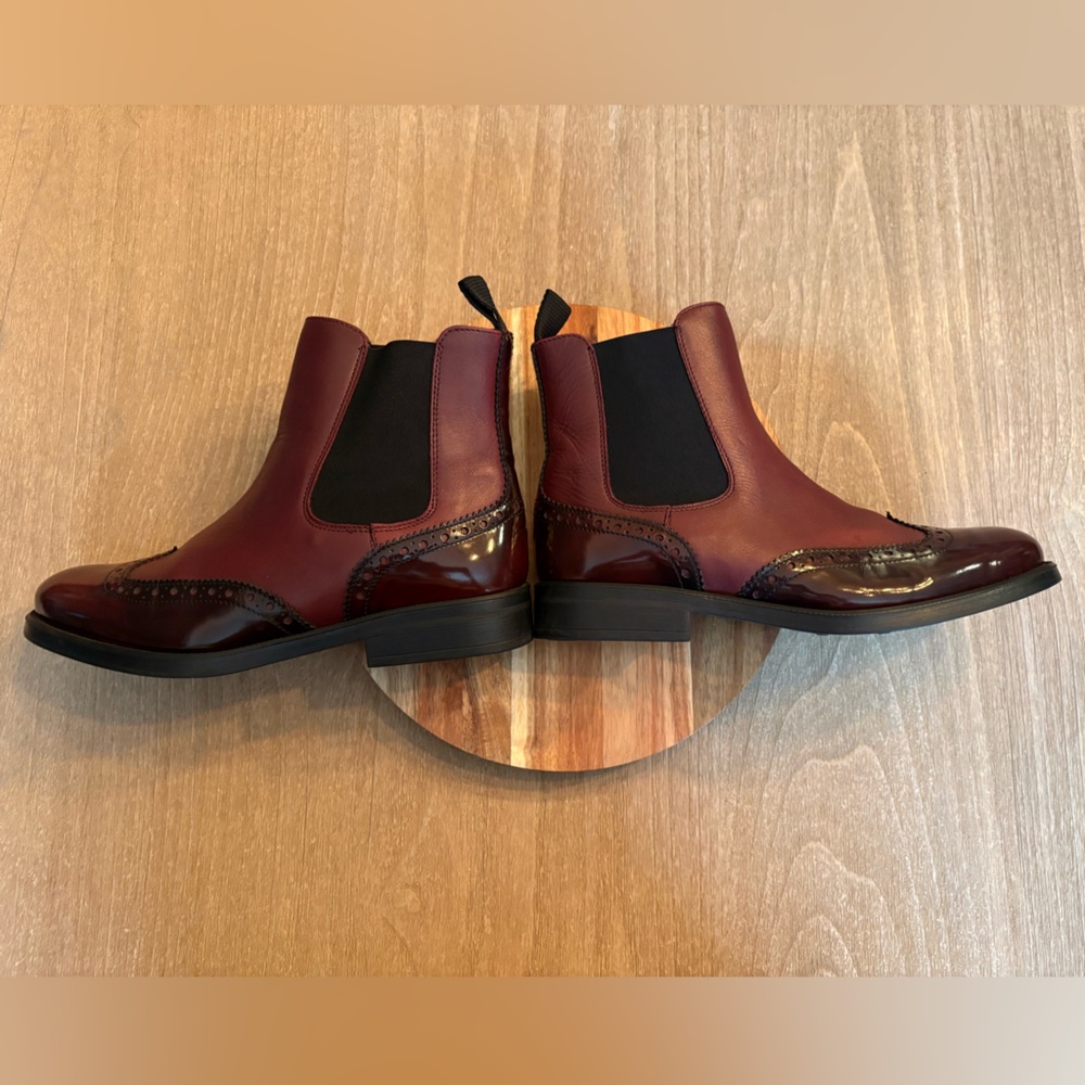 Boemos Burgundy Wingtip Chelsea Boots | Made in Italy | Women’s Size 9 / EU 39 - Picture 6 of 15